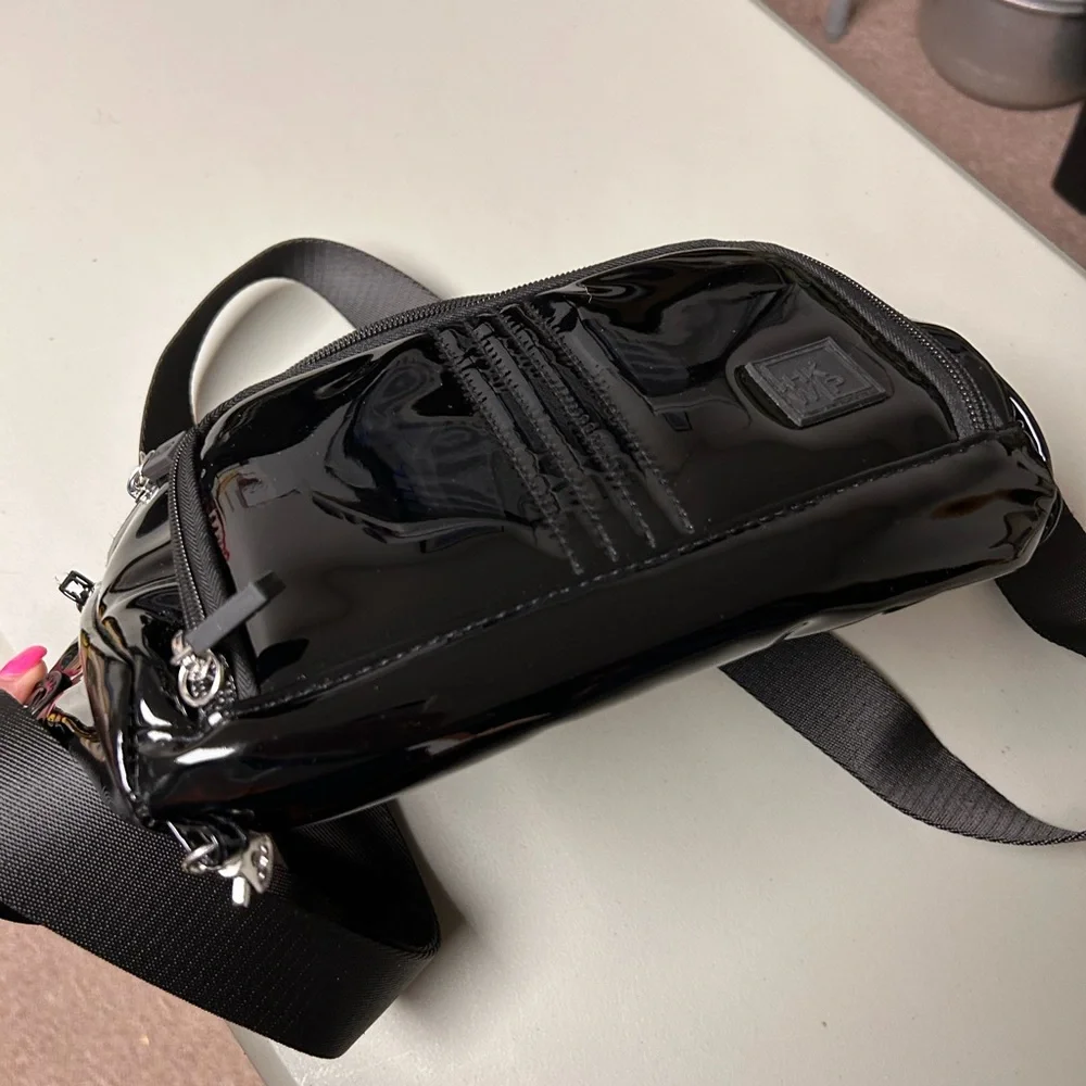 IHKWIP Confidence Anti-Theft Sling Black Patent Glossy Crossbody two straps - Picture 12 of 15